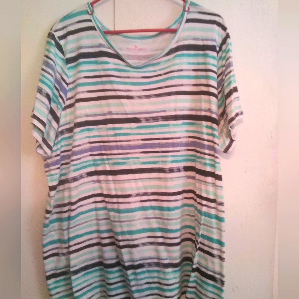 Woman Within 2X watercolor stripe shirt